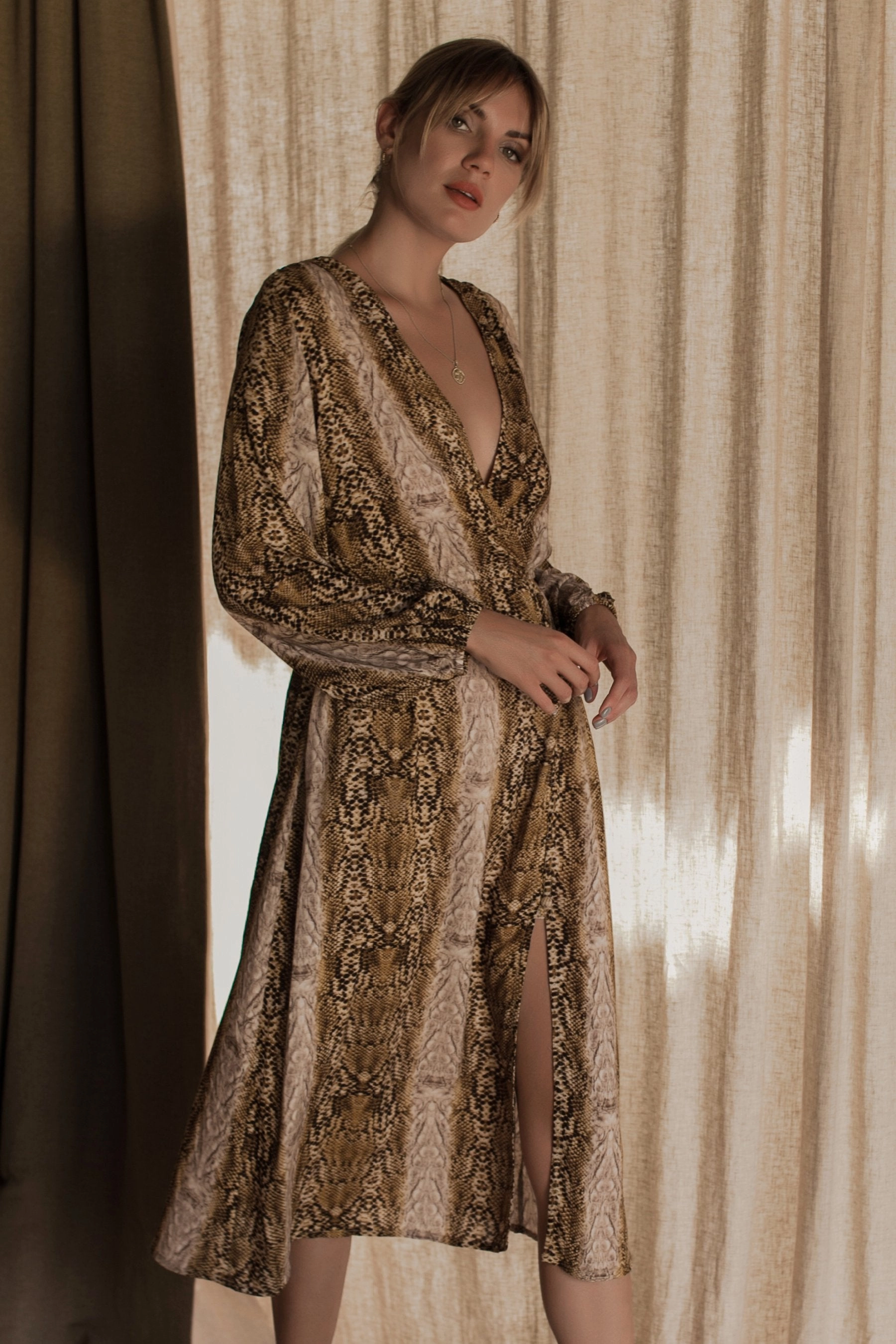 Greta Long Sleeve Midi Dress (Sale) Classic knee-length dress