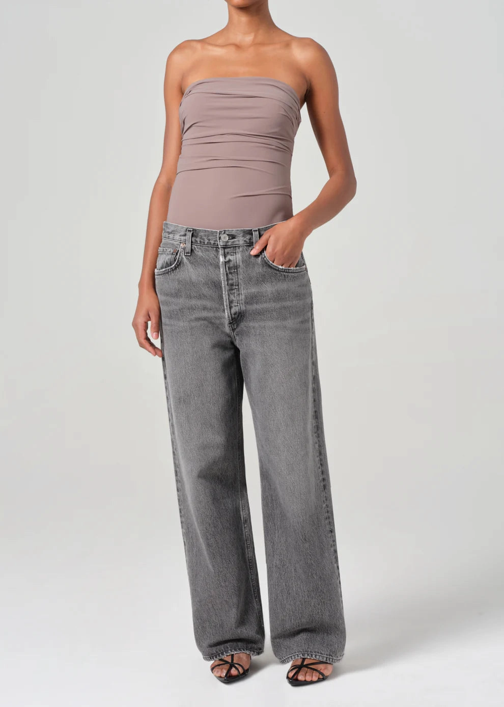 Thermal Regulating Design Torsion Support Structure Gwyneth Bodysuit in Taupe