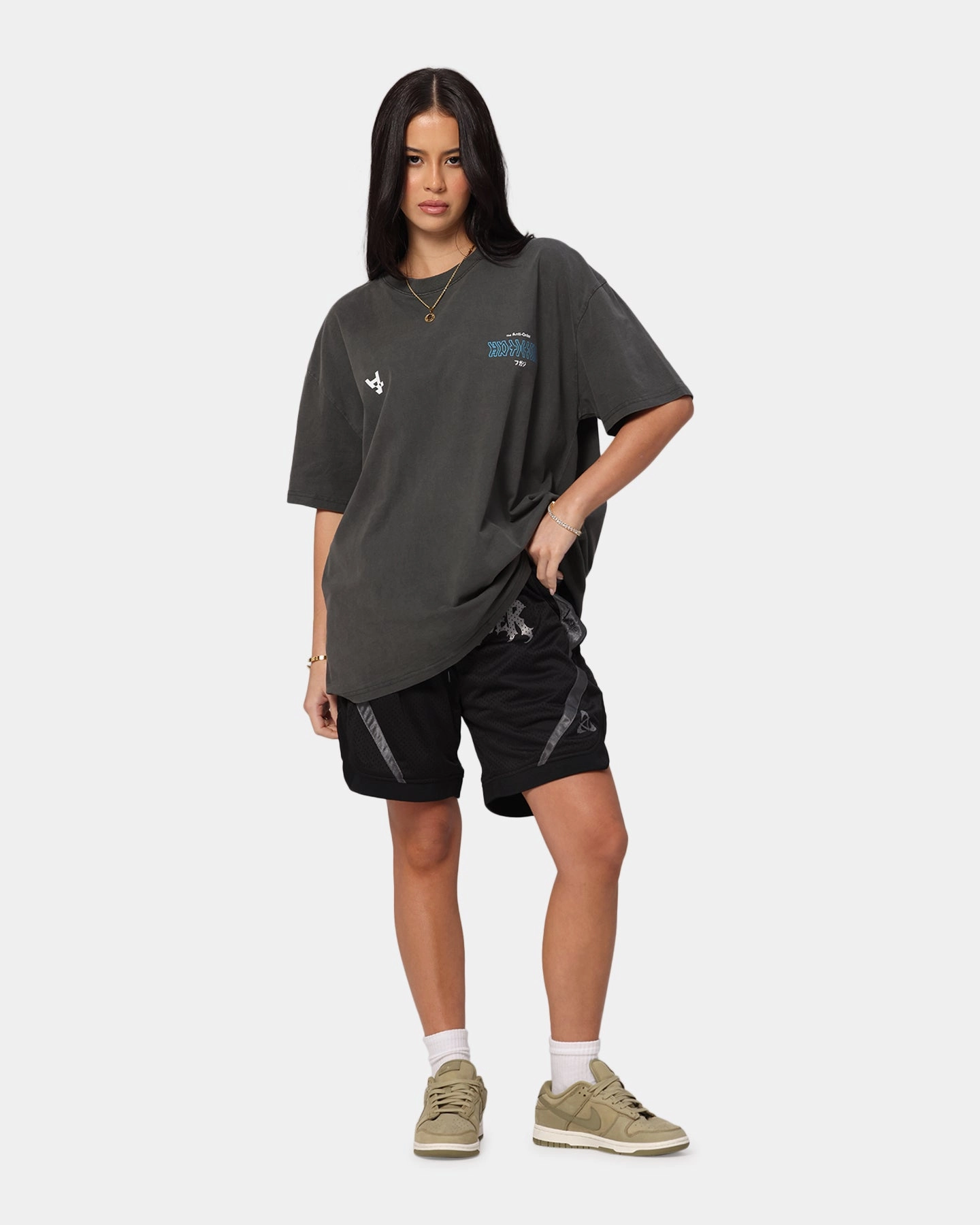 Double Needle Stitching OversizedSilhouette The Anti Order Freedom Boxy T-Shirt Black Wash