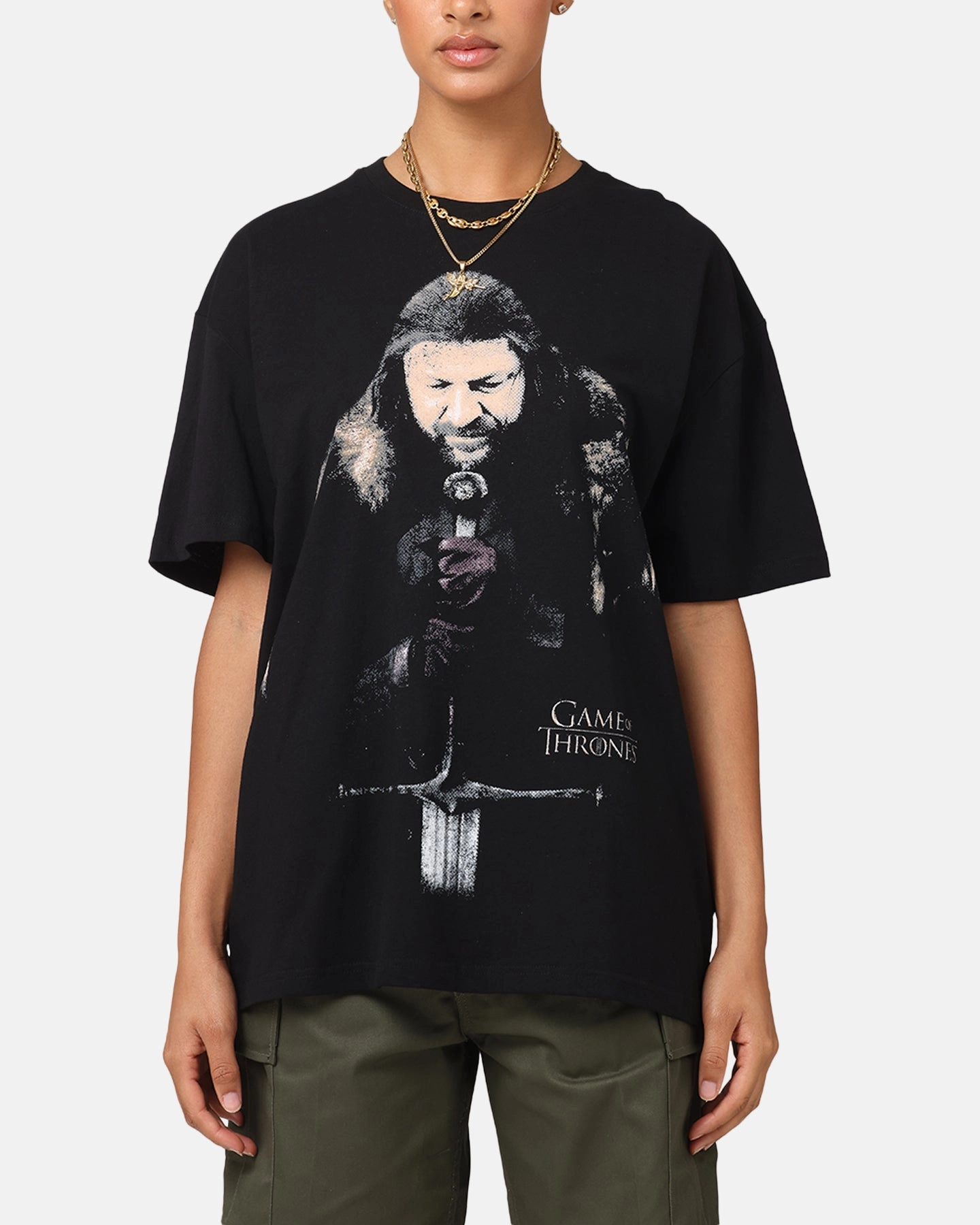 Goat Crew X Game Of Thrones Ned Stark Heavy T-Shirt Black OversizedSilhouette