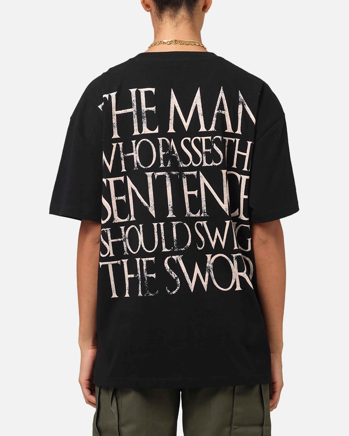 ArticulatedElbowShaping Ergonomic Shoulder Cut Goat Crew X Game Of Thrones Ned Stark Heavy T-Shirt Black