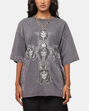 Guns N Roses Guns Cross T-Shirt Washed Black Adaptive Temperature Control