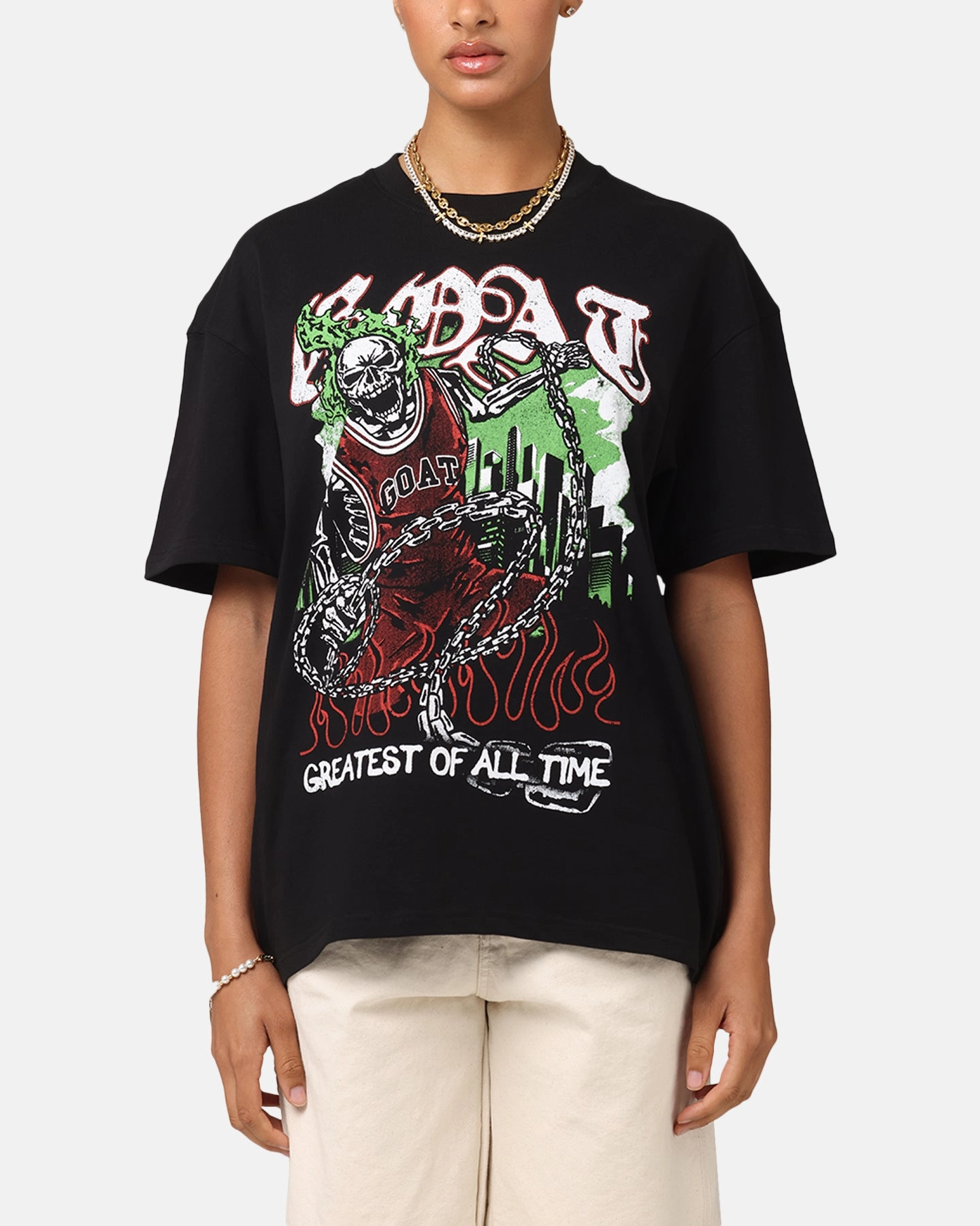 MicrofiberTech Goat Crew Goat Skull Vintage T-Shirt Black