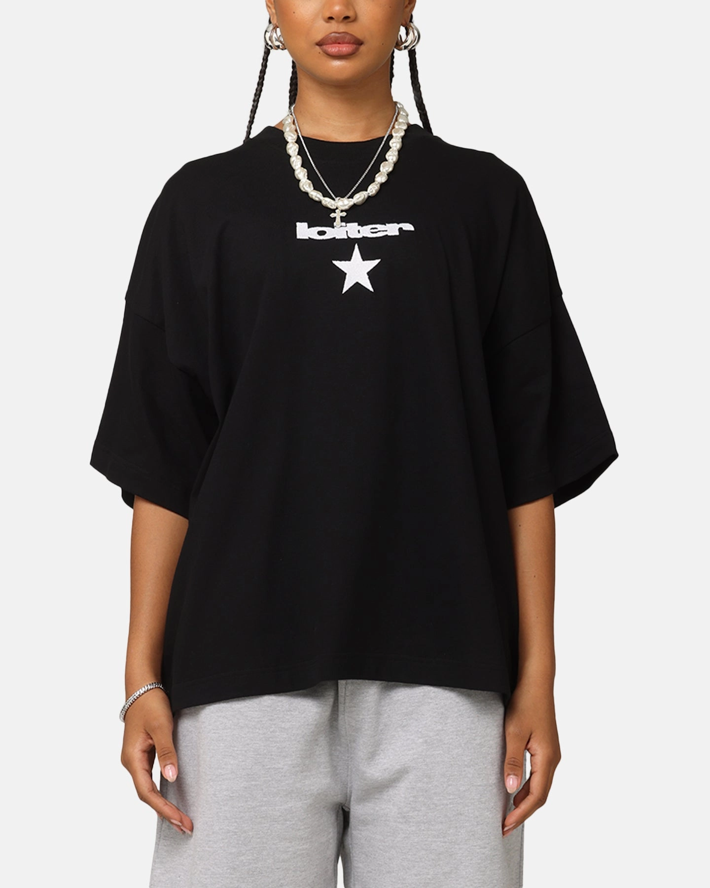 NonSlip Grip Tape Loiter Premium Essentials Boxy T-Shirt Black