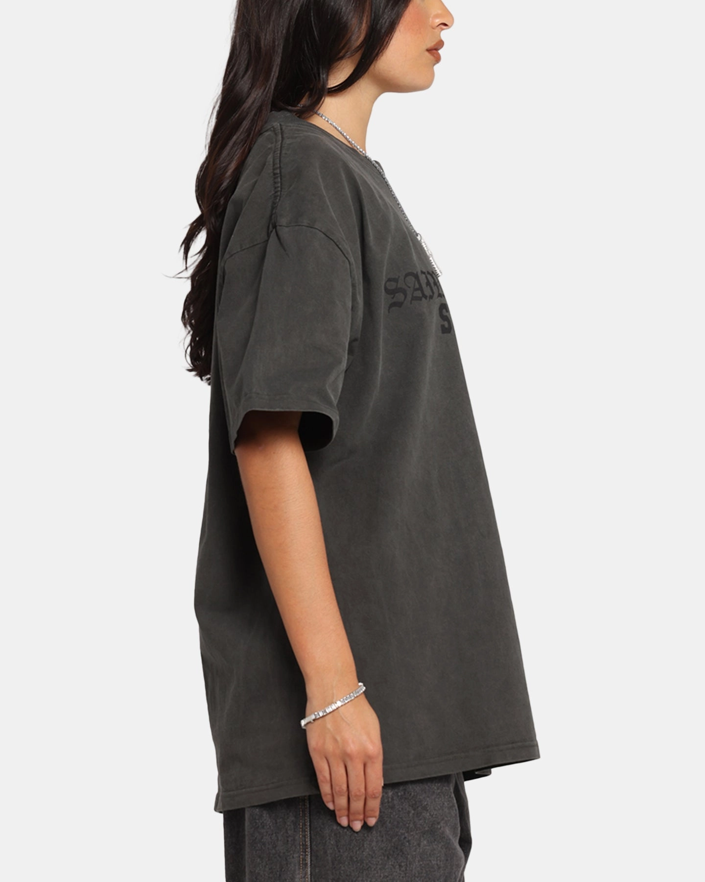 Saint Morta Studios Boxy T-Shirt Black Wash Ribbed Hemline
