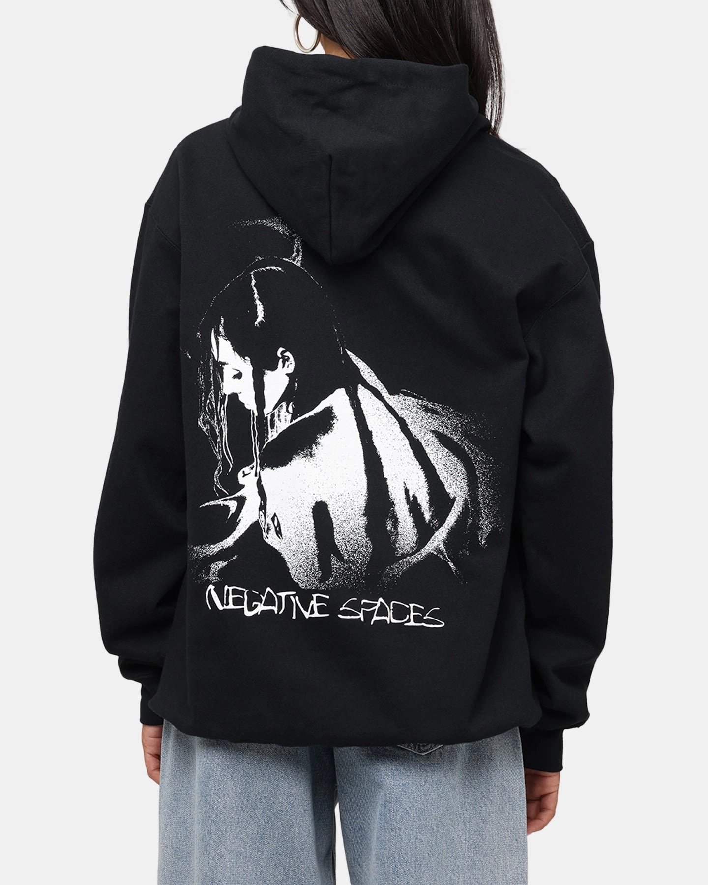 Stylish Dress ButterSoft Handfeel Poppy Negative Spaces Hoodie Black