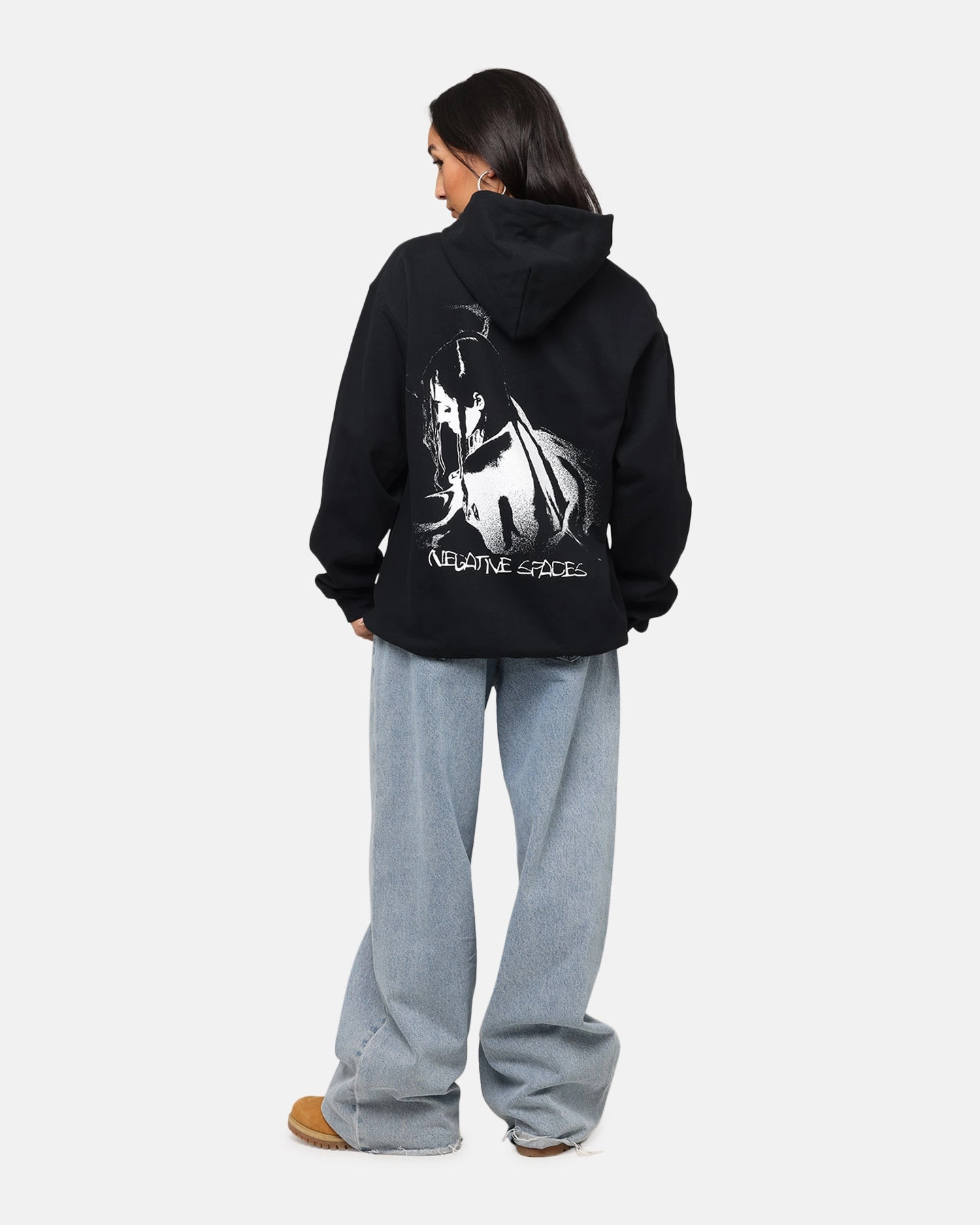 Poppy Negative Spaces Hoodie Black NonRestrictive Fit YarnDyeStripe