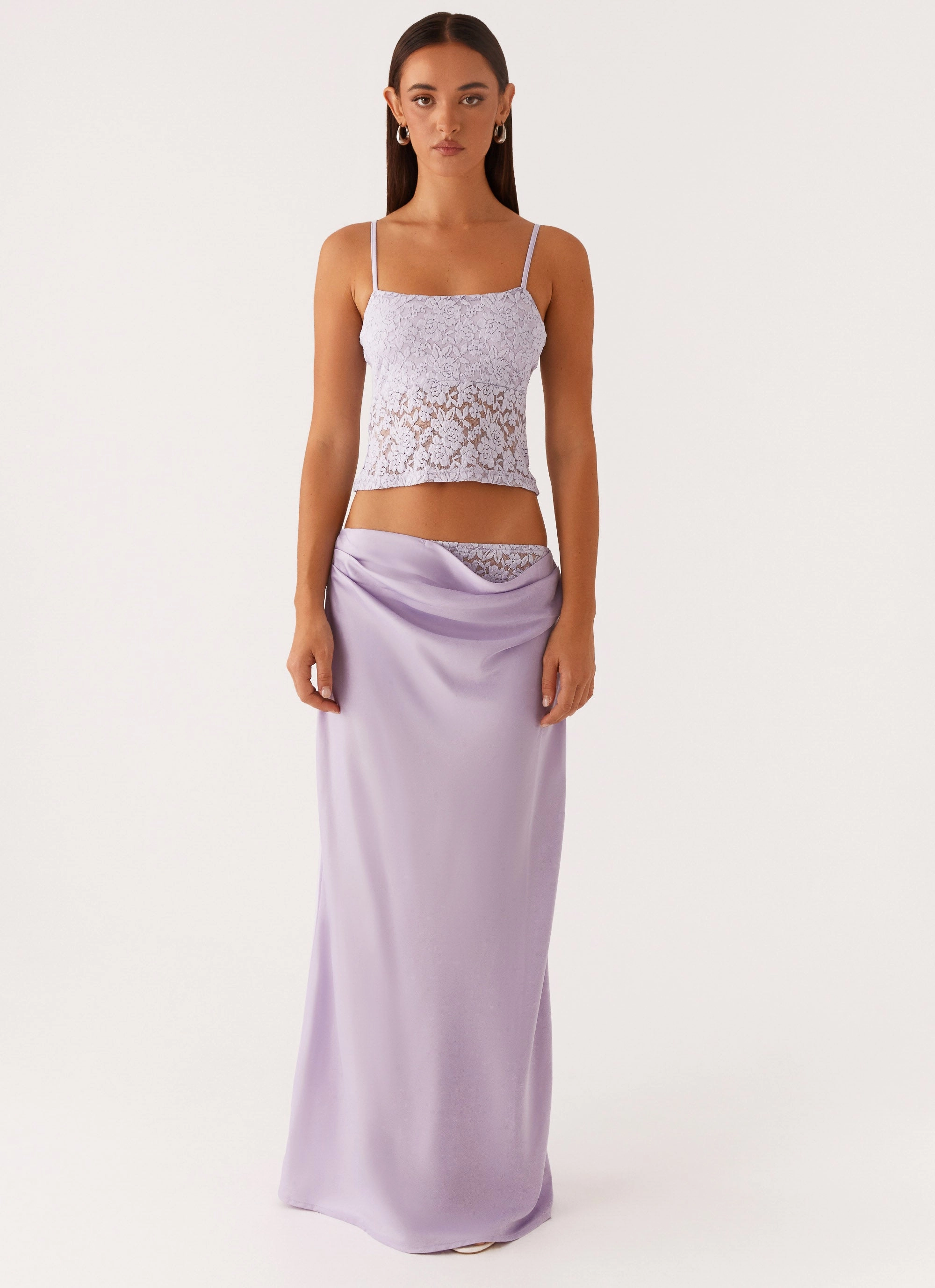 Double Layered Fabric Nancy Lace Top - Lilac