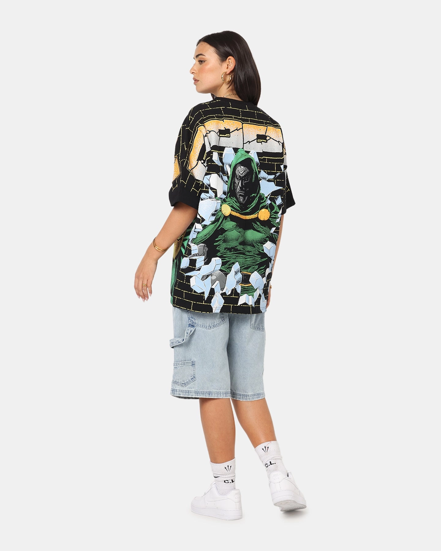 casual top American Thrift Marvel Doctor Doom All Over Print T-Shirt Black