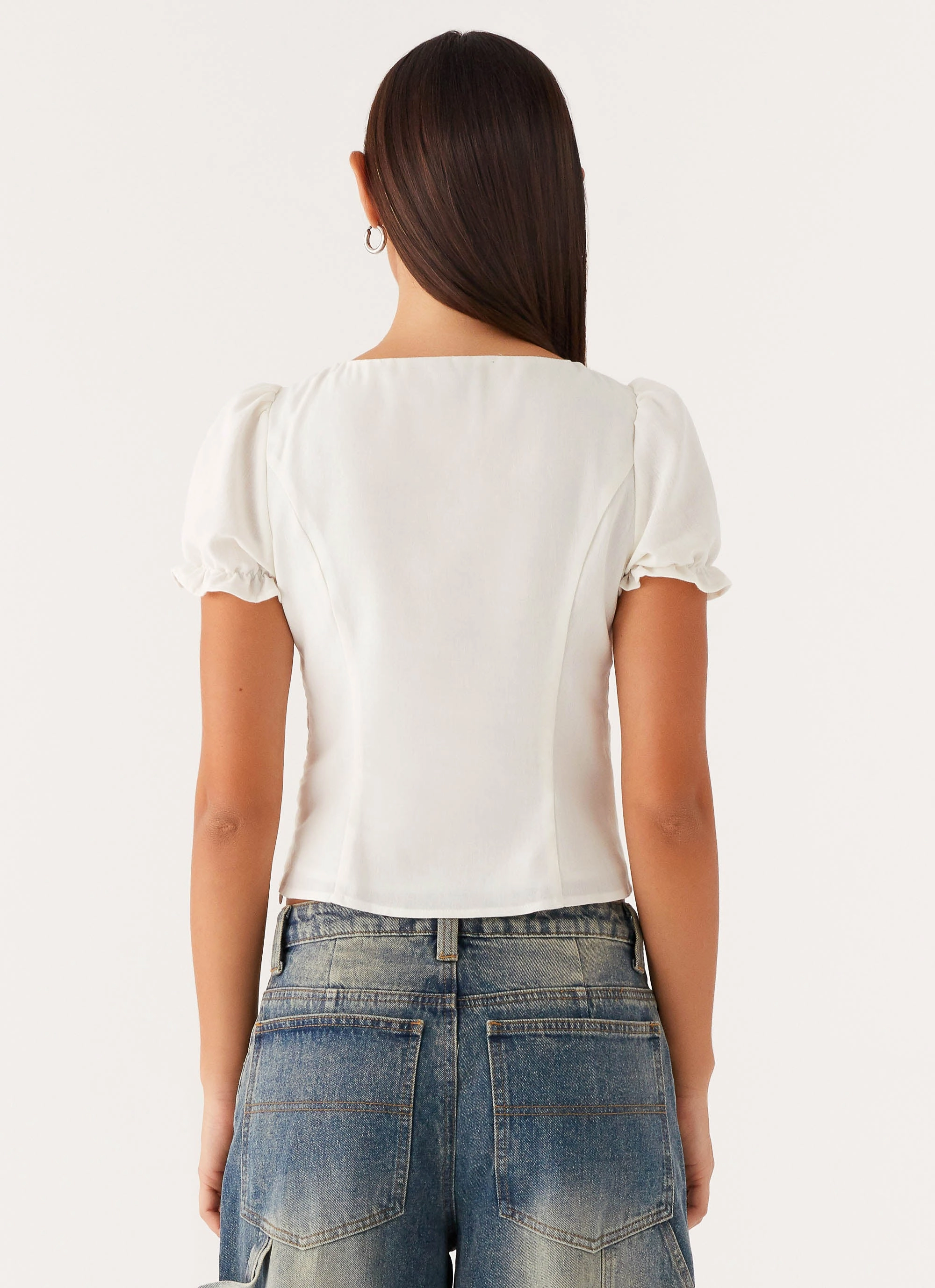 These Words Puff Sleeve Top - White AirflowOptimized Design Scoop Neck Shape