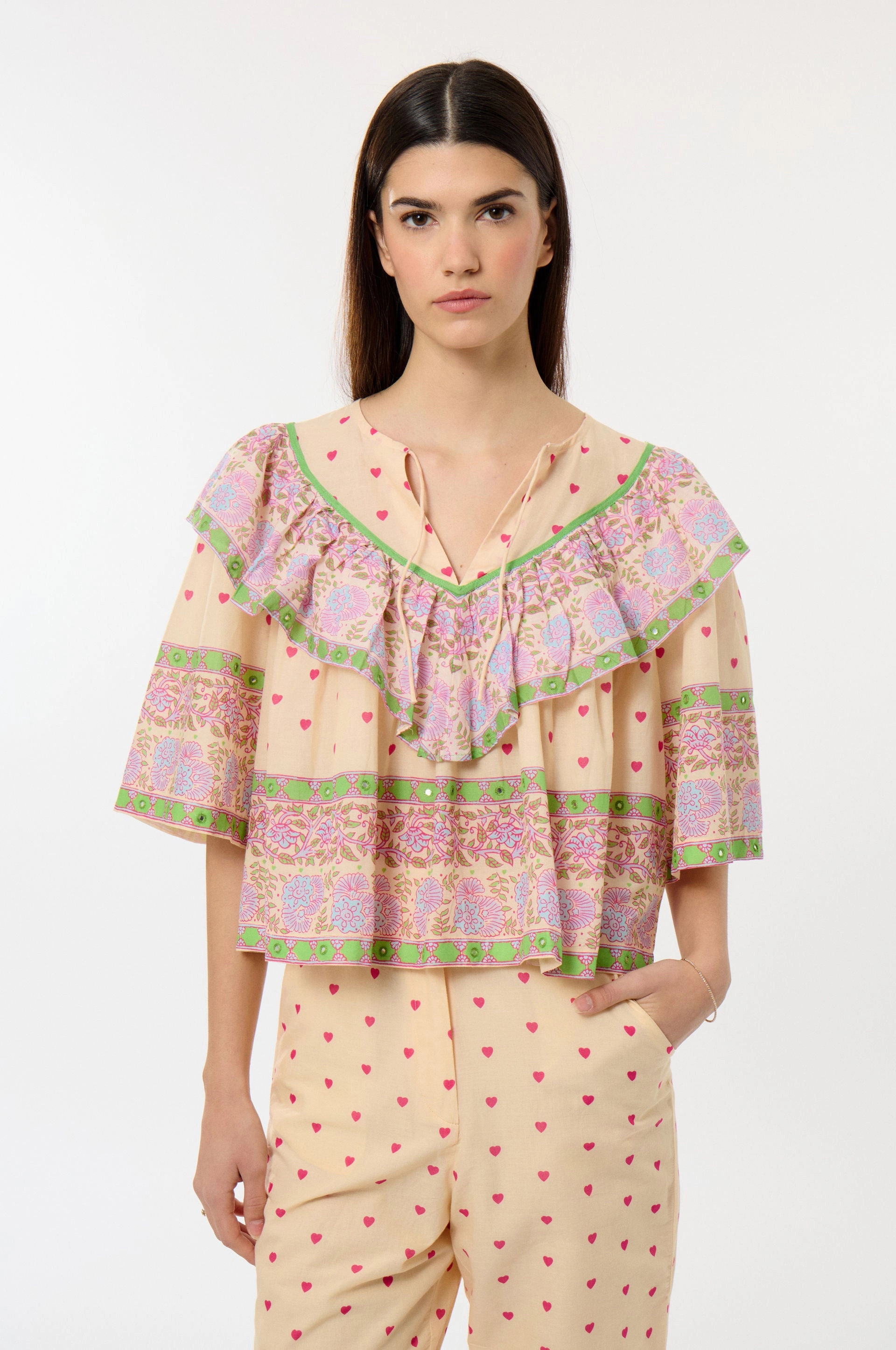 Double Needle Hemming Hindie Blouse