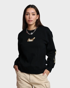 Printed top Breathable mesh lining HUF Women's Italicized Crewneck Black