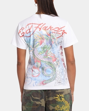 Ed Hardy Rising Dragon Vintage T-Shirt White Athletic Wear