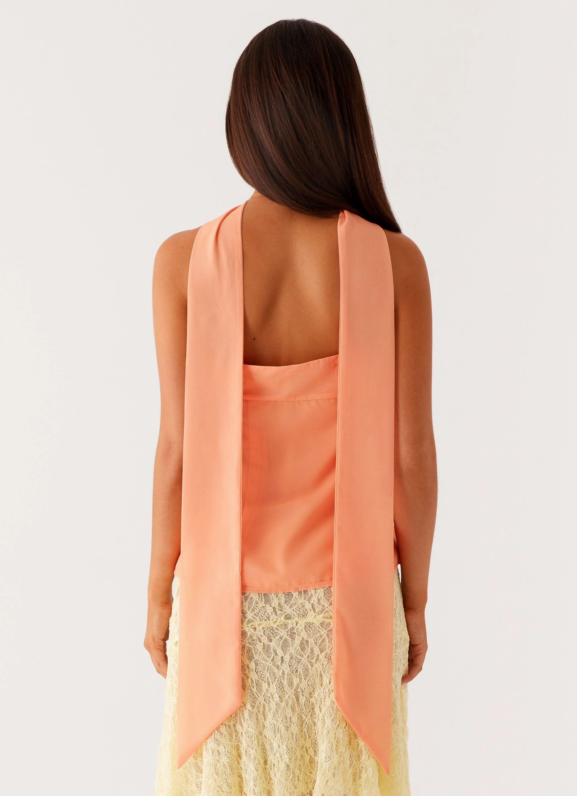 NoSlipGripperBand Ribbed Collar Design Blaise Scarf Top - Orange Floral