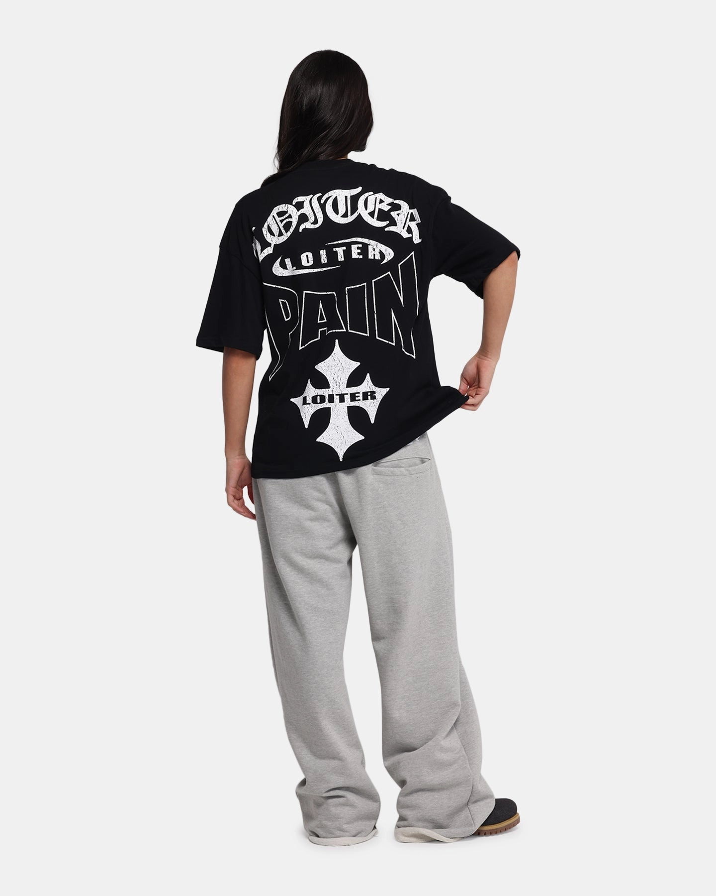 Loiter Inner Pain T-Shirt Black Double Layered Hood Assembly