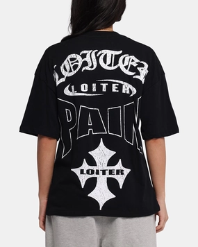 Loiter Inner Pain T-Shirt Black Yarn Dye Stripe