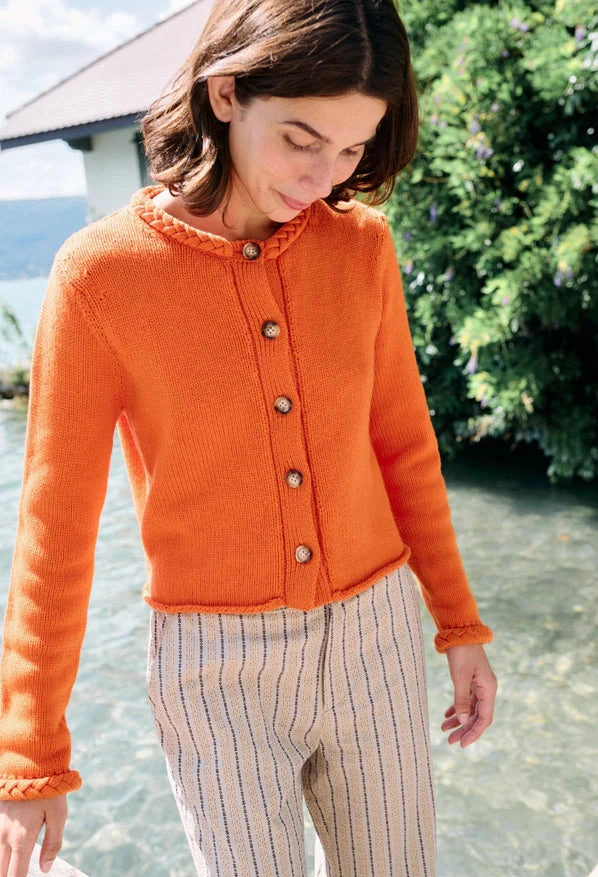 Classic Polo High Collar Protection Design Doris Cardigan Persimmon Wool