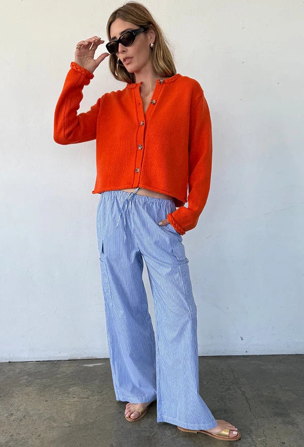 Doris Cardigan Persimmon Wool Stretchable Neckline Tagless Comfort