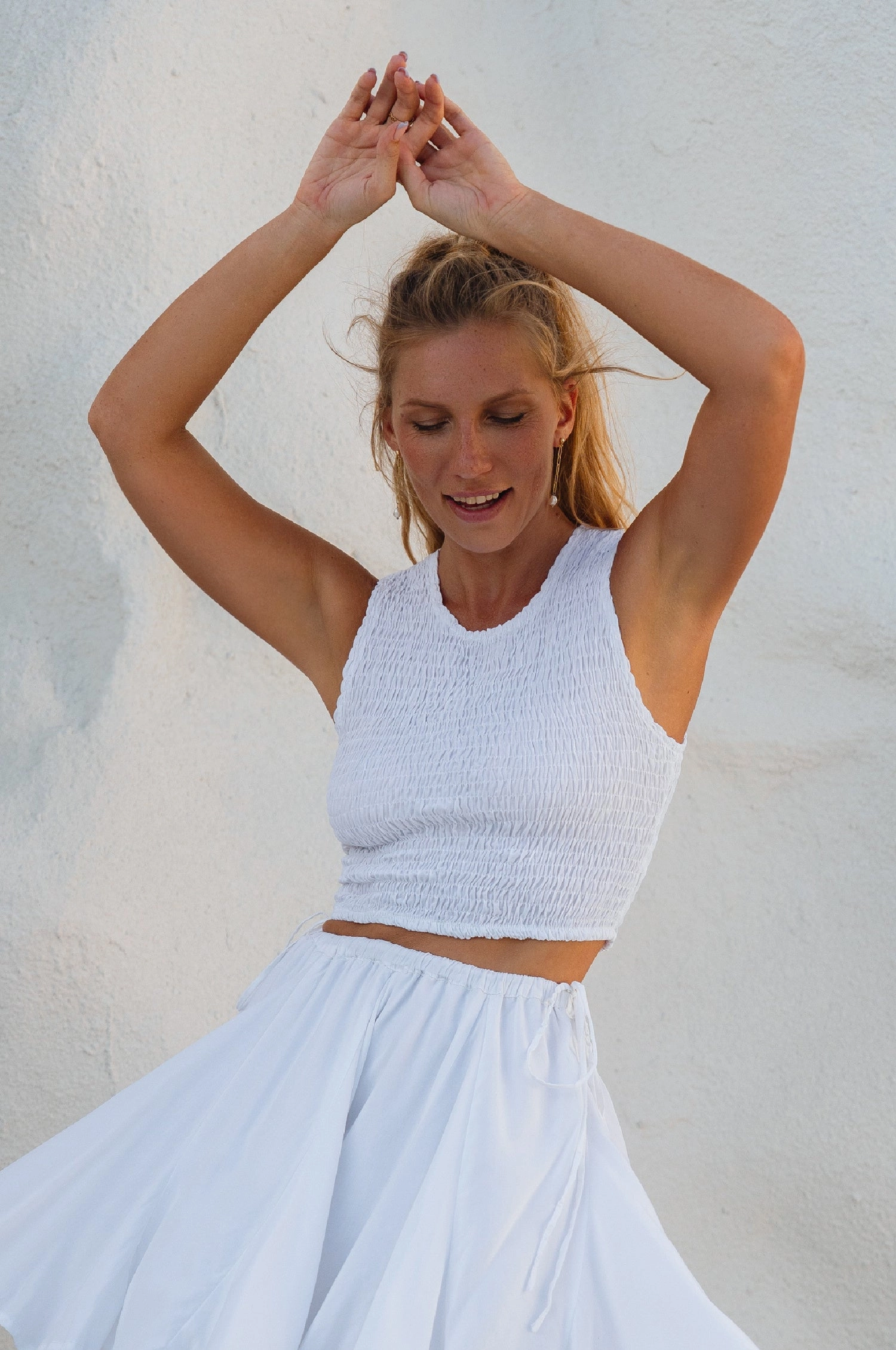 Low Key Island Days Smocked Cropped Top (Sale)