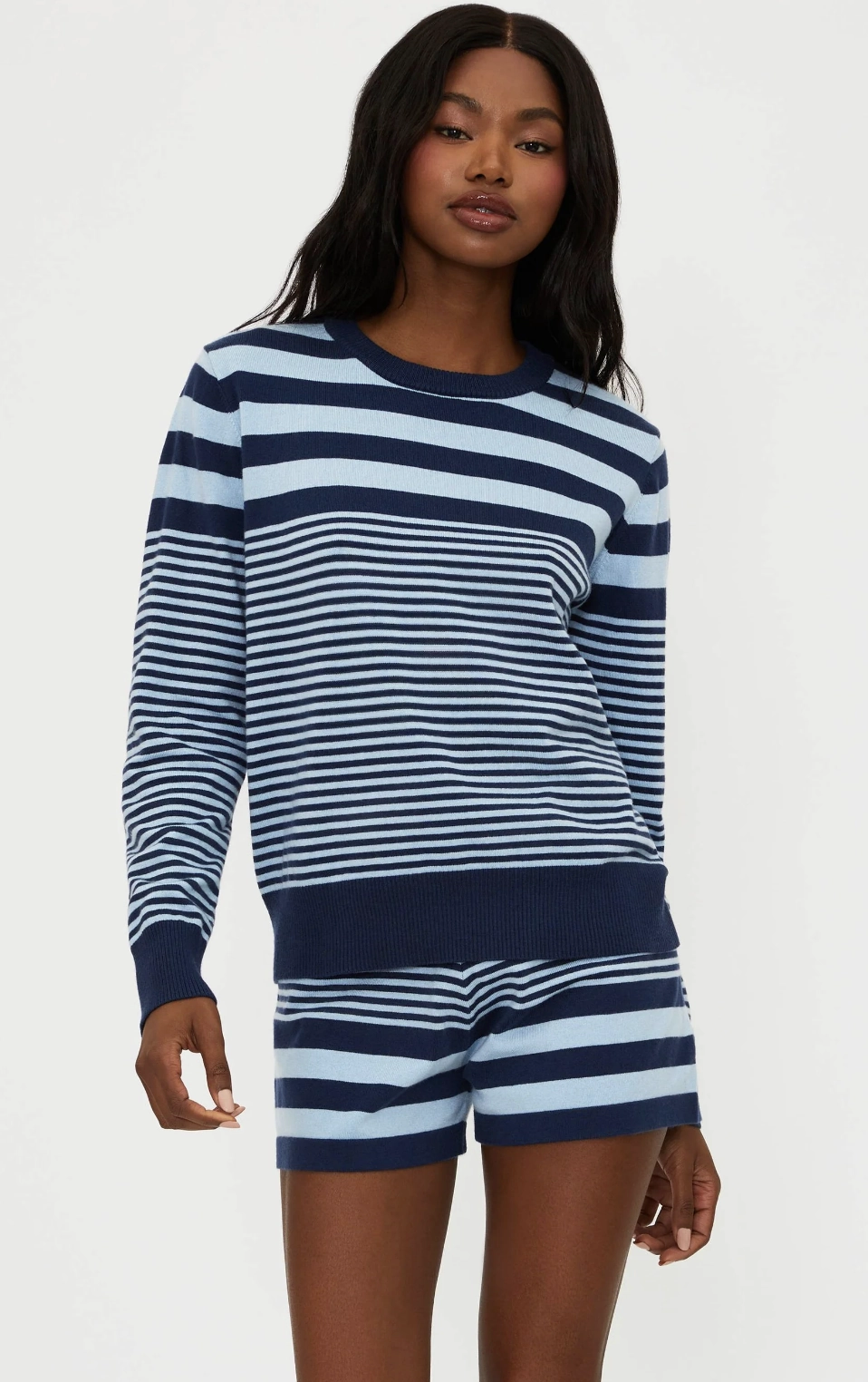 Jolene Sweater in Ivy Stripe Breathable Open Weave Stylish Knitwear