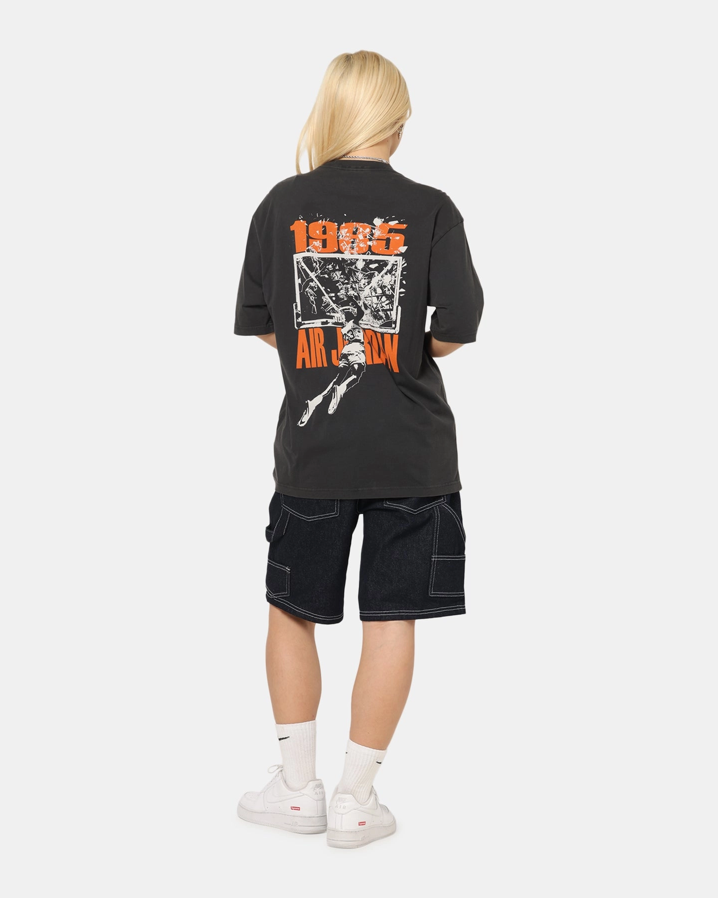 Active Blouse Low Impact Manufacturing Jordan Brooklyn Shattered Back Board Oversized Graphic T-Shirt Off Noir/Sail