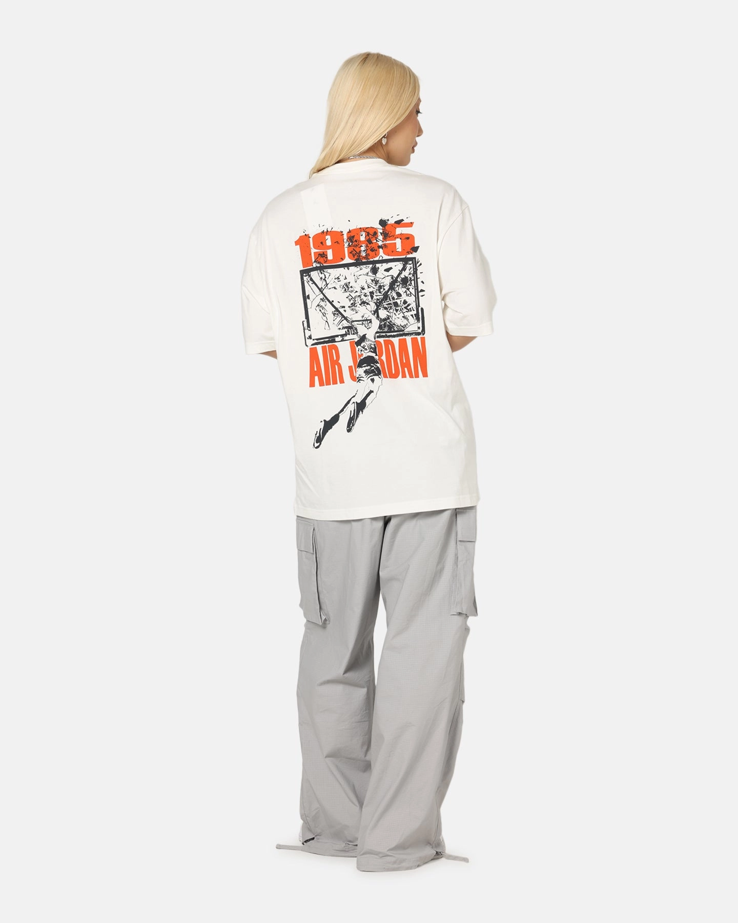 Jordan Brooklyn Shattered Back Board Oversized Graphic T-Shirt Sail VersatileLayering WrinkleResistantTextile