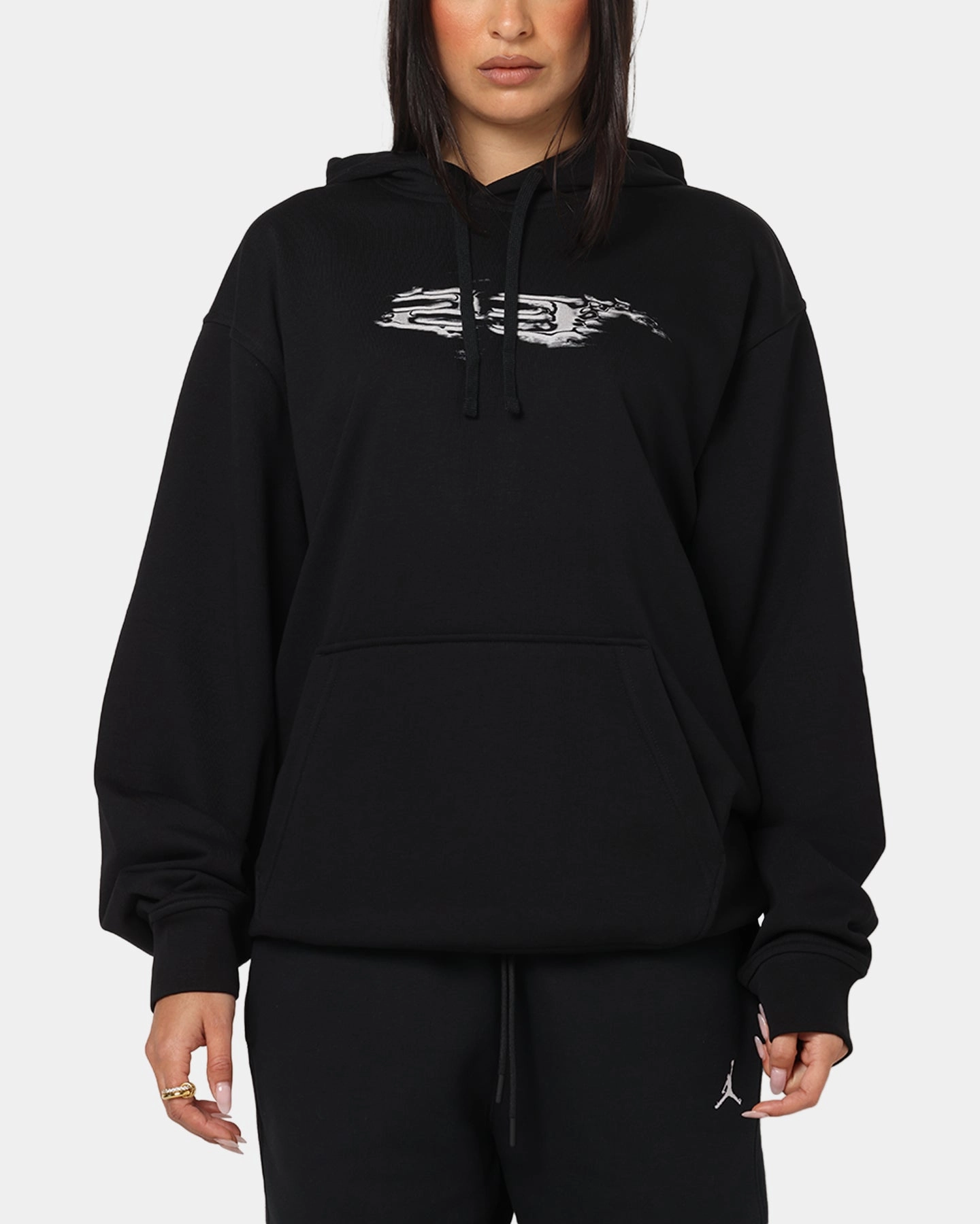 Jordan Dri-FIT Graphic Pullover Hoodie Black/White DurableCollarStays