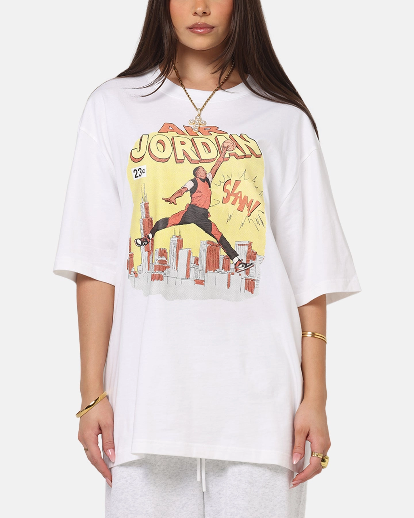 Jordan Jumpman Comic Crewneck T-Shirt White/Black Reinforced Seams FlatlockSeamTechnique