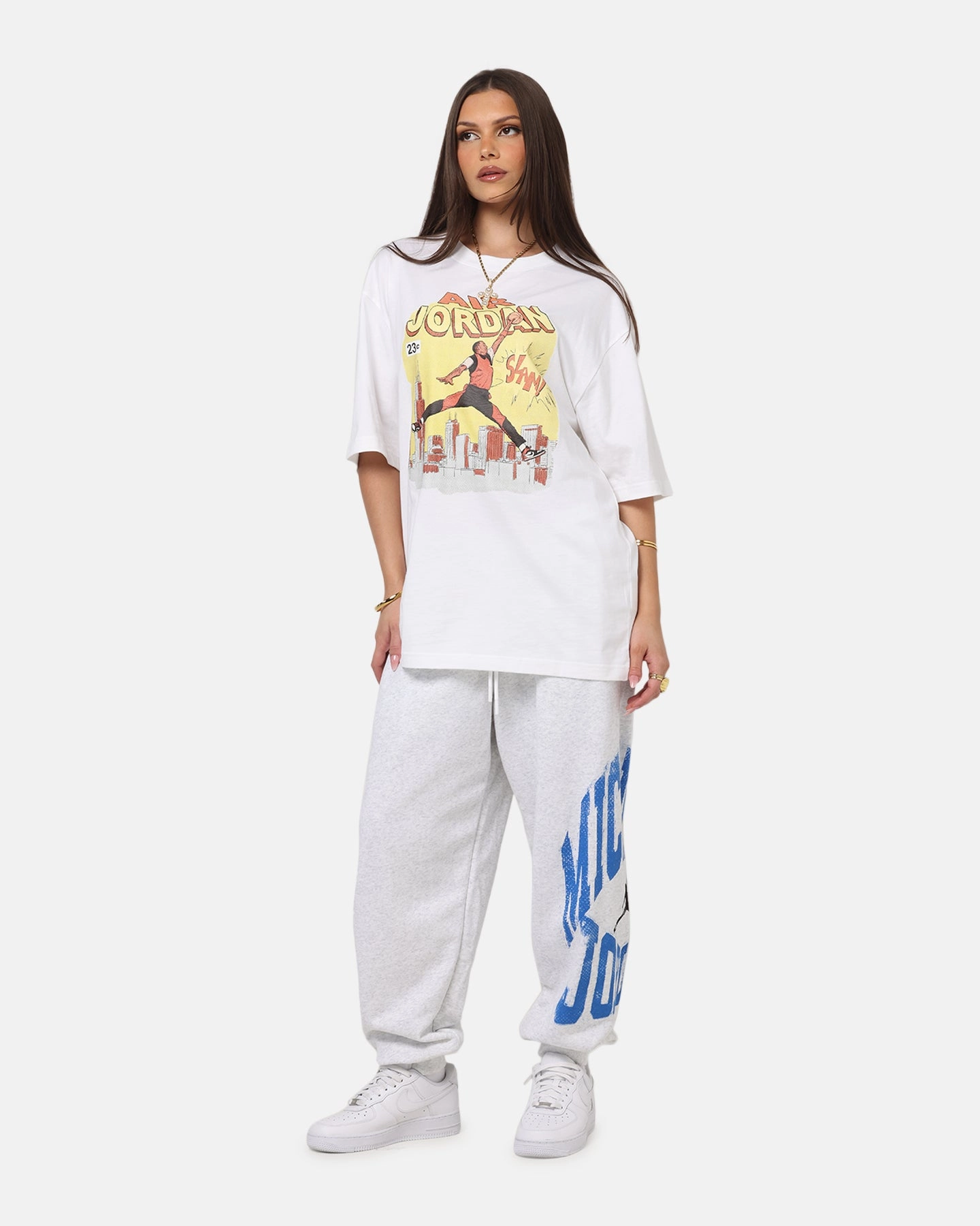 Jordan Jumpman Comic Crewneck T-Shirt White/Black Relaxed Top