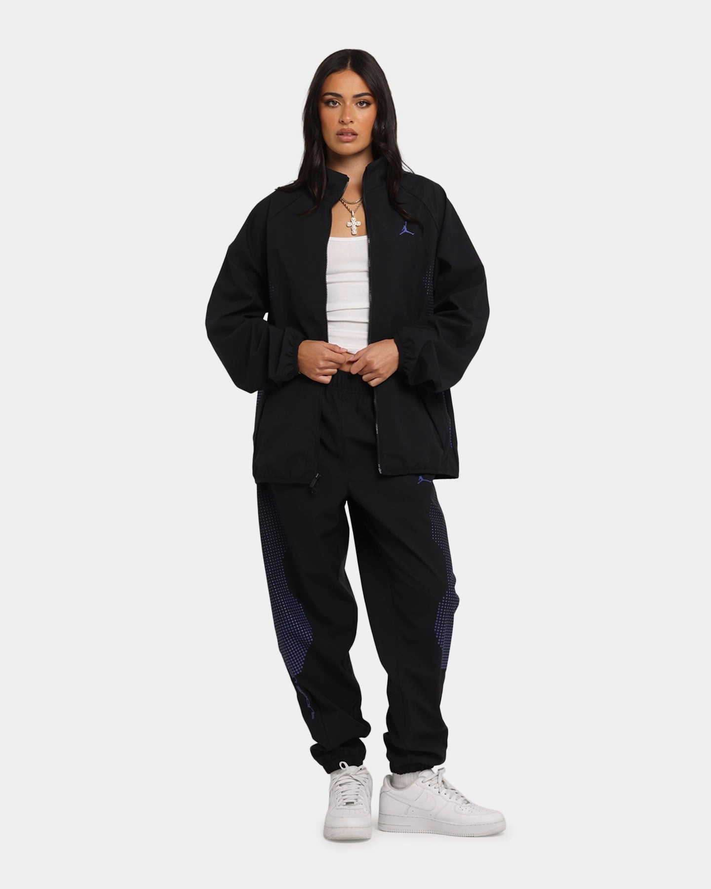 Scoop Neck Shape Quick Dry Material Jordan Sport Jam Sport Warm-Up Jacket Black/Purple