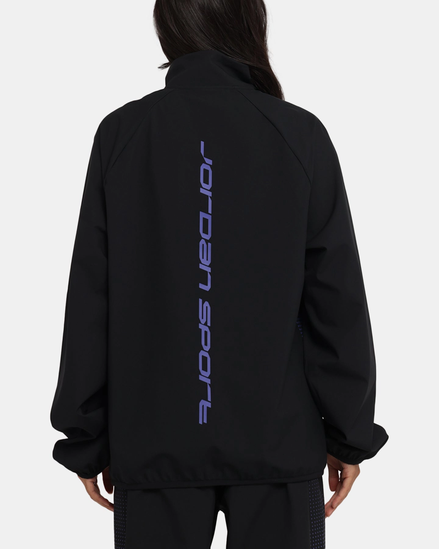 Contrast Stitching Recycled Fiber Blend Jordan Sport Jam Sport Warm-Up Jacket Black/Purple