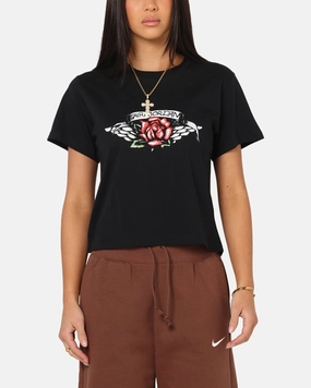 Weighted Hem Trim Compact TravelFriendly Design Jordan Women's Flight Graphic T-Shirt Black/White