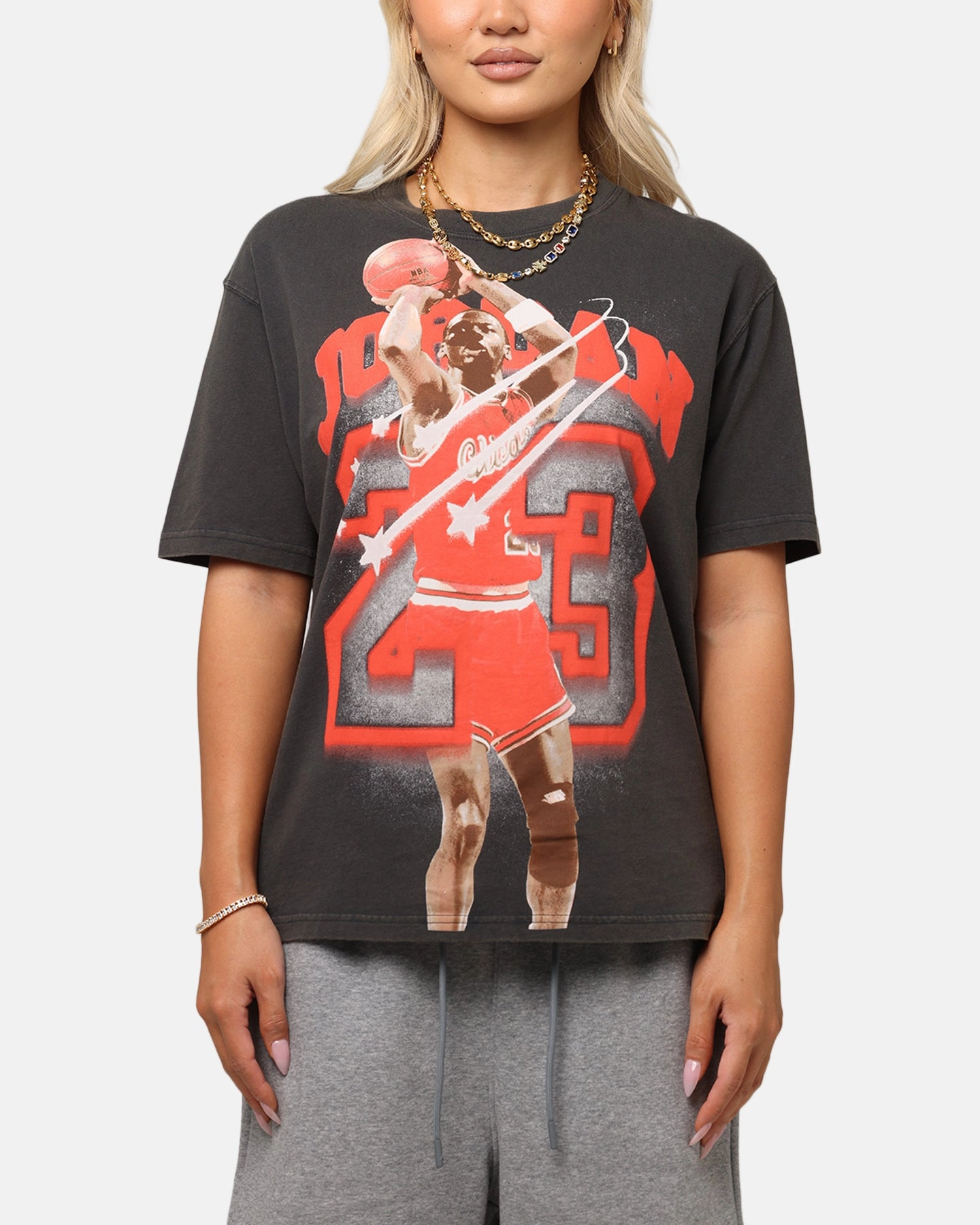 Jordan Women's Graphic T-Shirt Off Noir FadeResistant Treatment