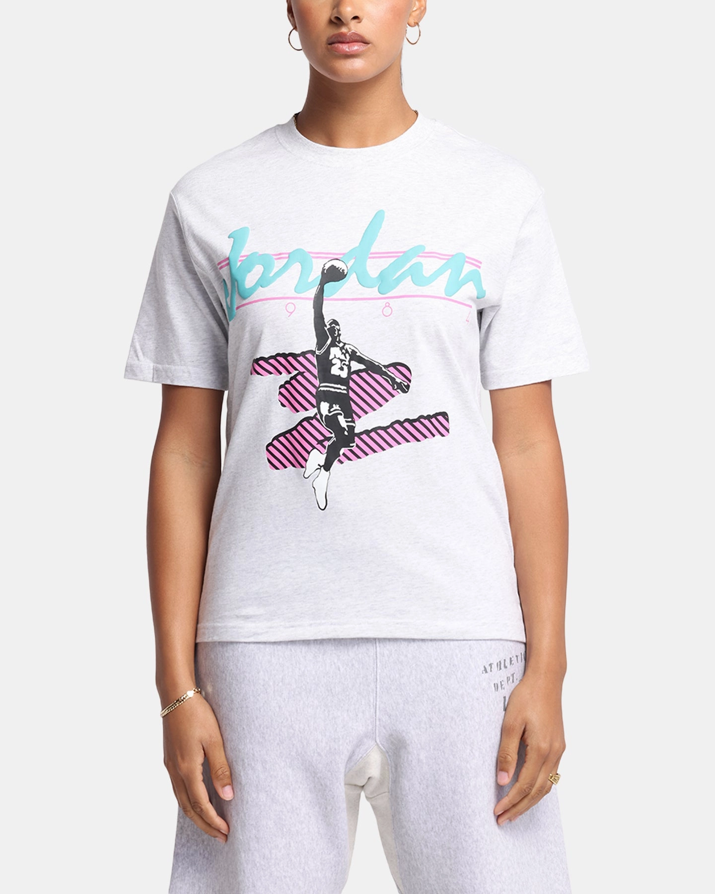 Jordan Women's MVP Graphic T-Shirt Birch Heather ButterSoftTexture