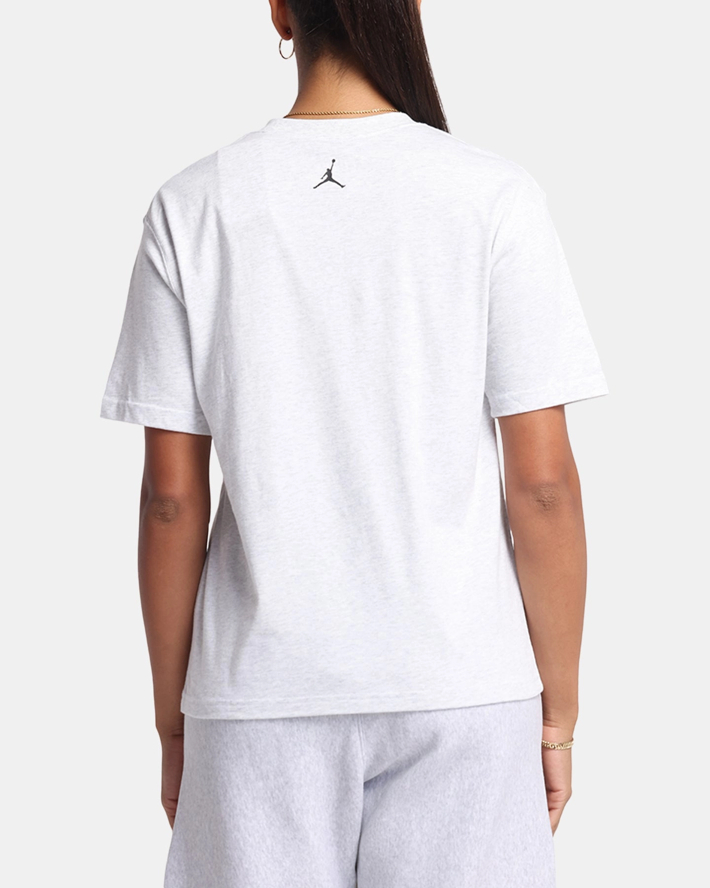 Layered Panel Design Placket Detailing Jordan Women's MVP Graphic T-Shirt Birch Heather