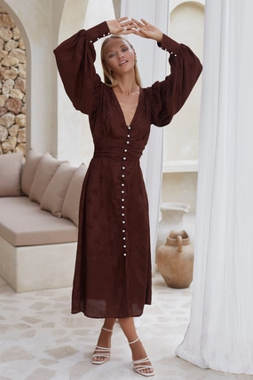 Juliette Pearl Buttons Midi Dress Day Magic Polished Edge