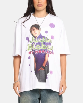 Abrasion Resistant Fabric Justin Bieber My World T-Shirt White