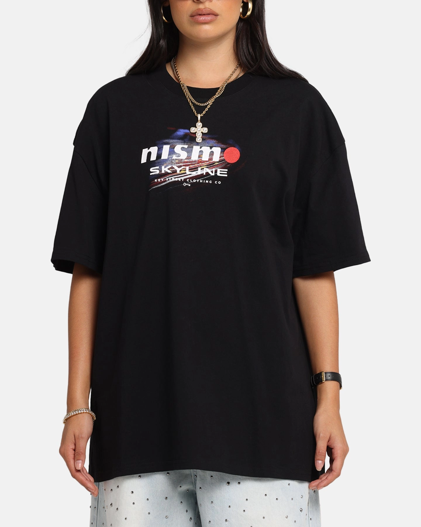 Key Street Z-Tune T-Shirt Black Sporty Sweatshirt Double Needle Stitching