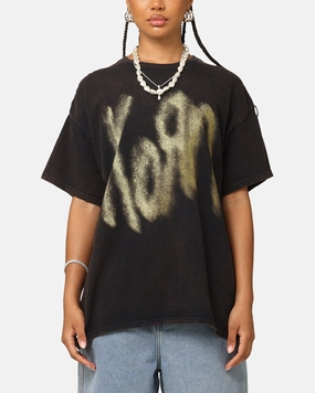 Korn Logo Noise T-Shirt Black Vintage slim fit Soft Brushed Lining