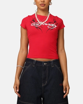 Cool and Breezy Durable Weave Ed Hardy Women's Tribal Baby T-Shirt Red