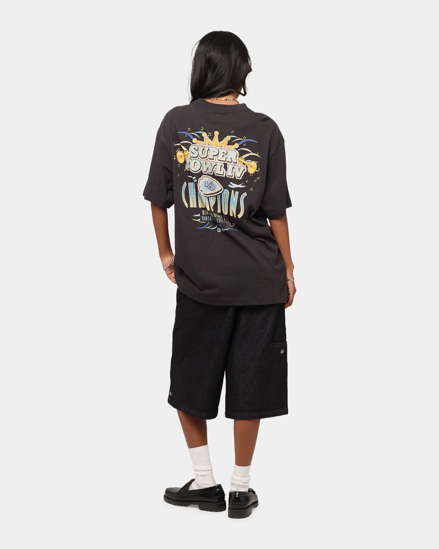 Mitchell & Ness New Orleans 1970 Super Bowl IV Match Up T-Shirt Faded Black simple design SweatWicking Fabric