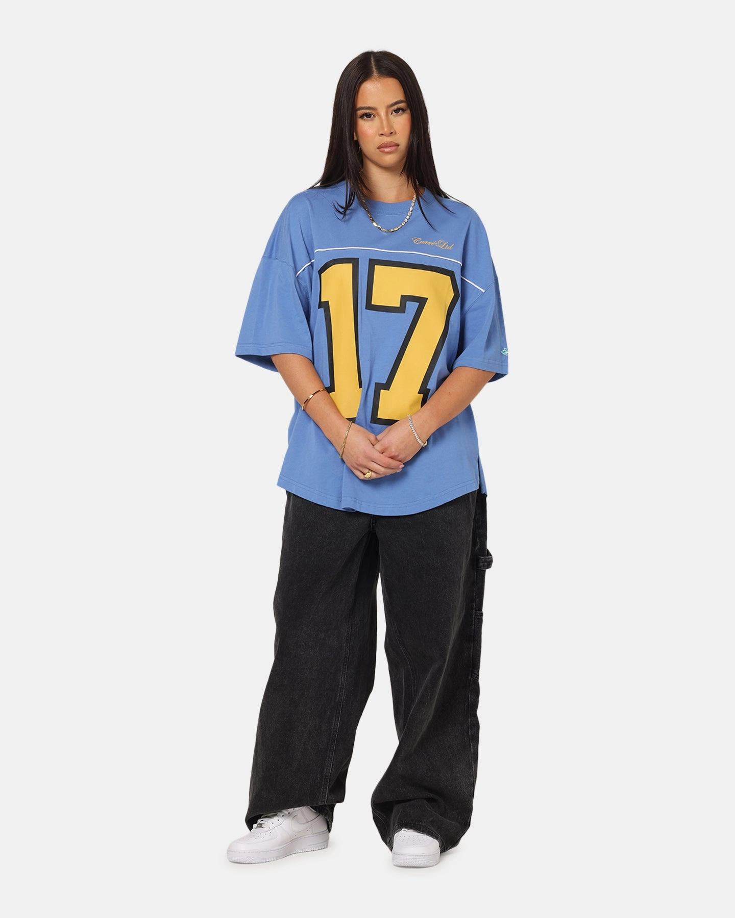 Carre Hitta Grid Iron T-Shirt Blue/Yellow Reflective details WaffleWeave