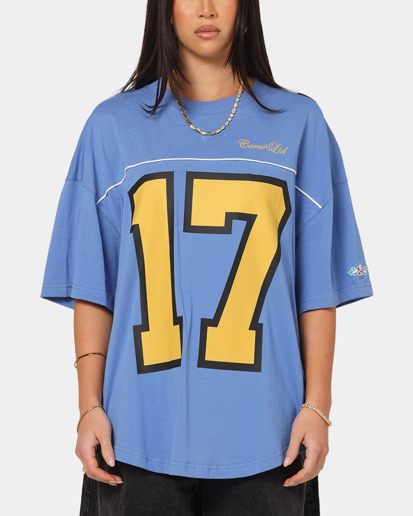 Carre Hitta Grid Iron T-Shirt Blue/Yellow Bohemian style