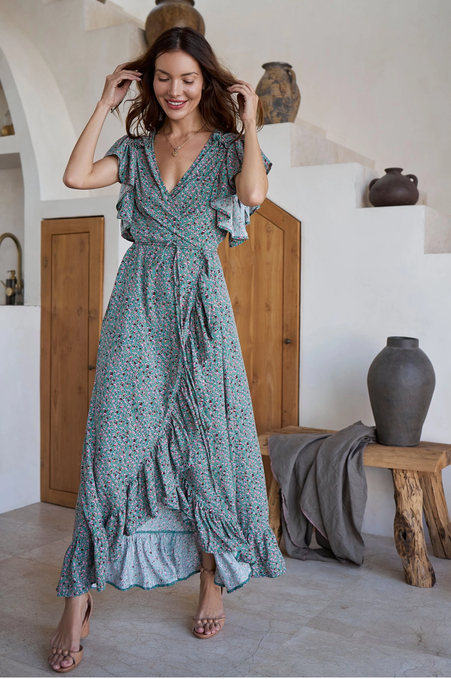 Carmen Wrap Maxi Dress (Sale) TaglessDesign Cozy Balance