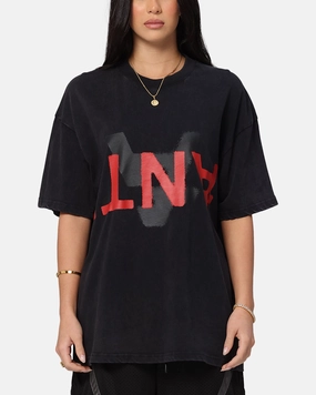 Compression Fit Engineering The Anti Order Echo Spray Drop Shoulder T-Shirt Black Acidwash