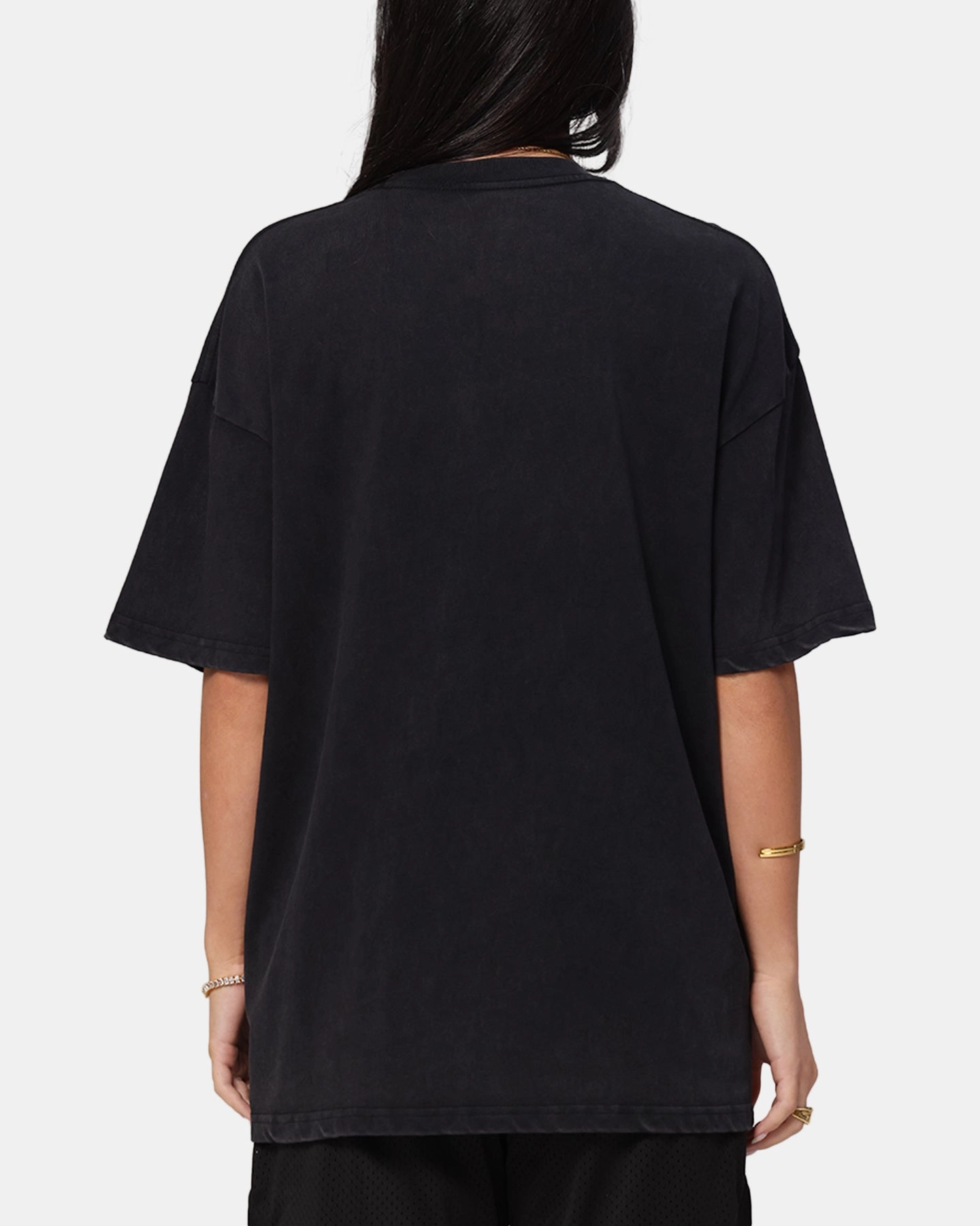 The Anti Order Echo Spray Drop Shoulder T-Shirt Black Acidwash Reflective Accent Stripes