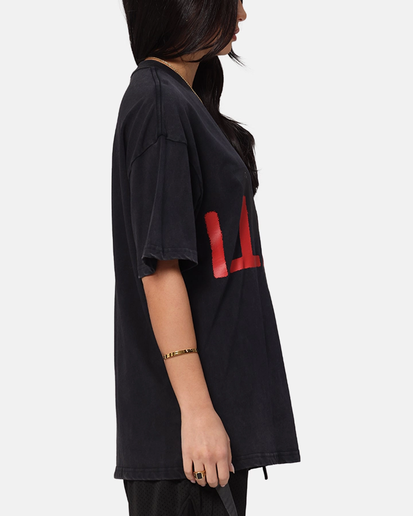 The Anti Order Echo Spray Drop Shoulder T-Shirt Black Acidwash BreathableFabricTech