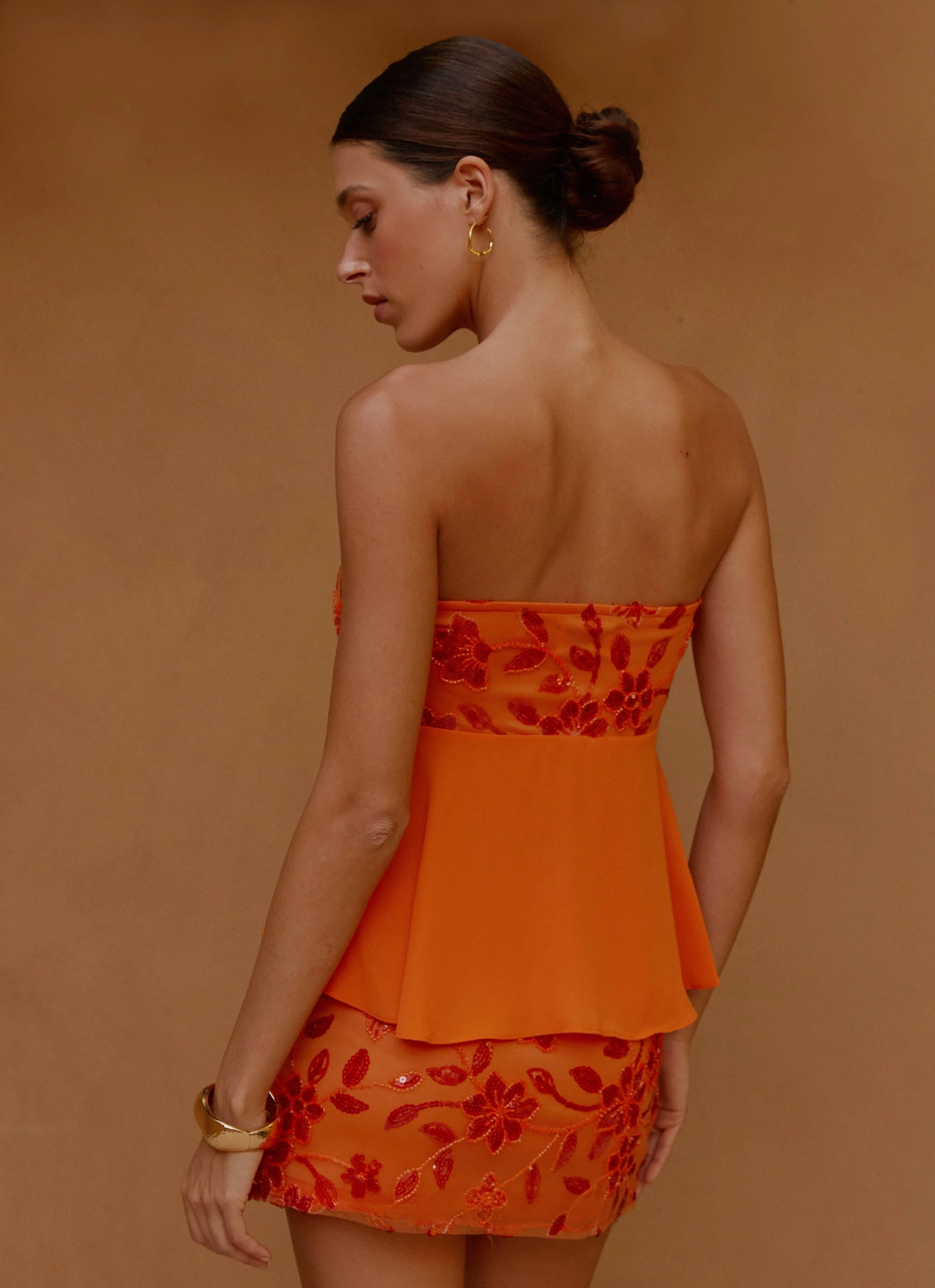 Kenya Beaded Halter Top - Orange DoubleStitched