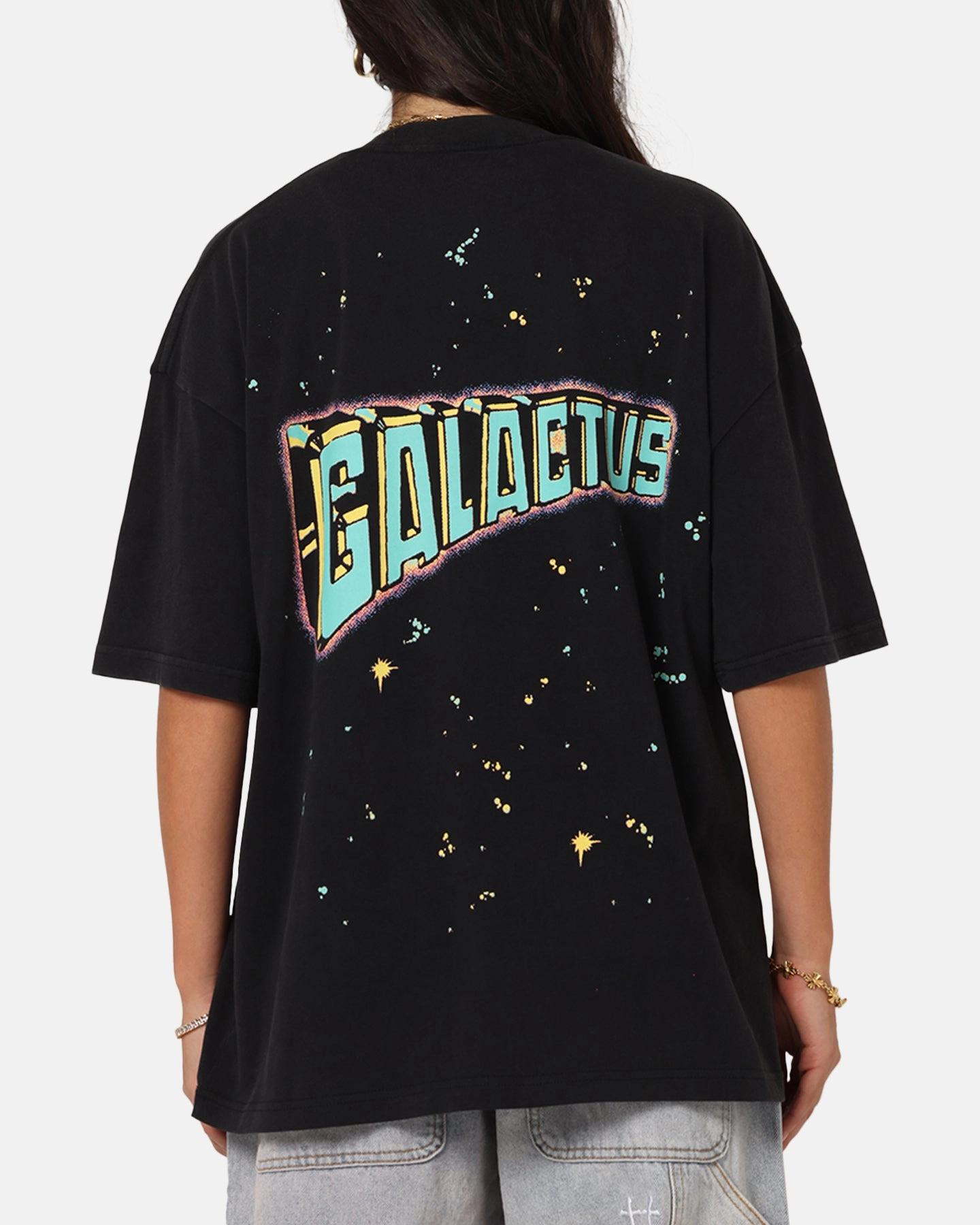 MeshPanel 73 Studio Marvel Fantastic Four Galactus Universe T-Shirt Black Acidwash