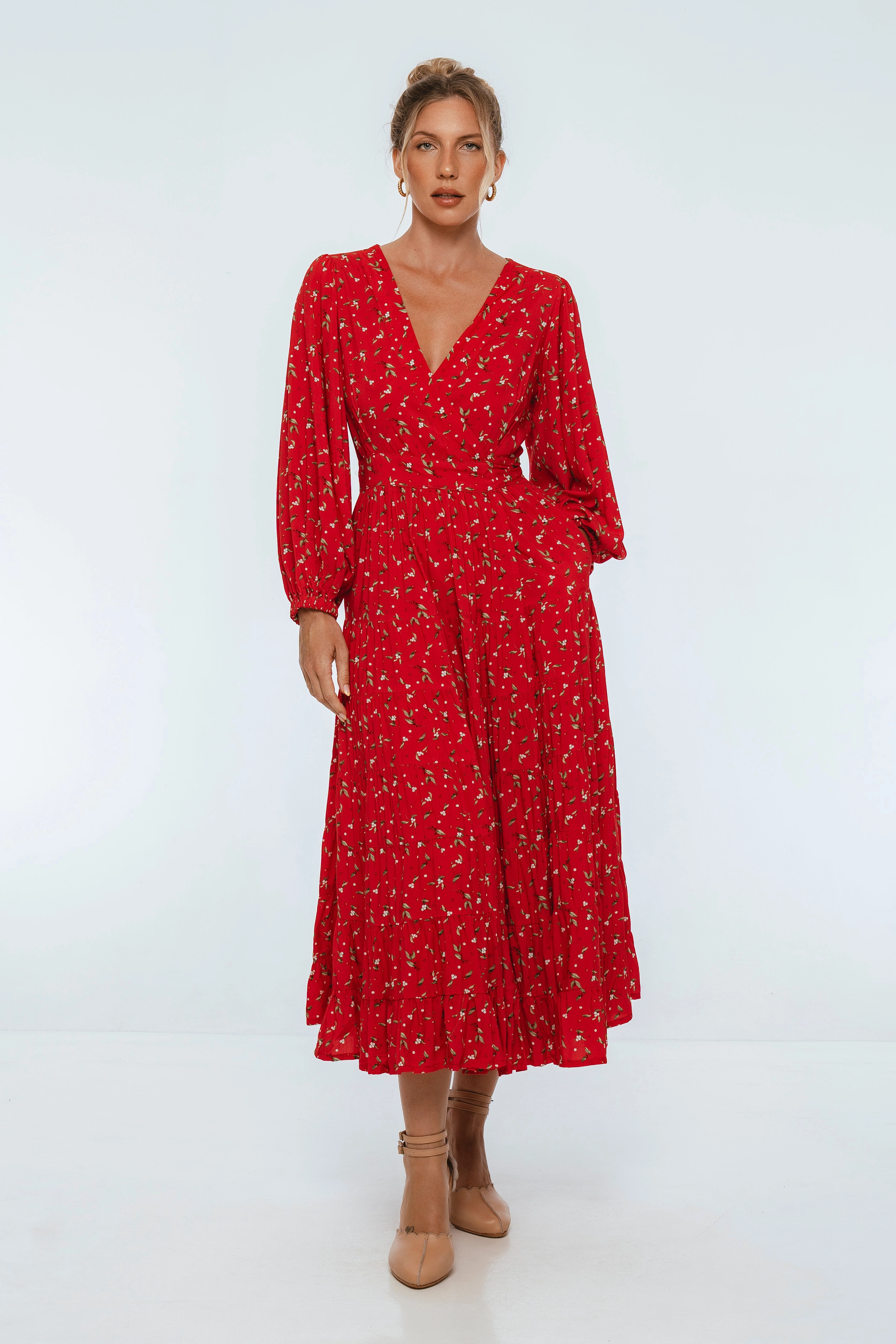 Trend Texture Flamenco Boho Wrap Maxi Dress